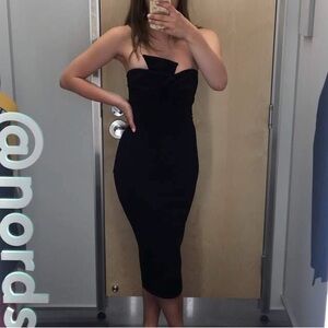 Topshop Bow Twist Textured Midi Dress